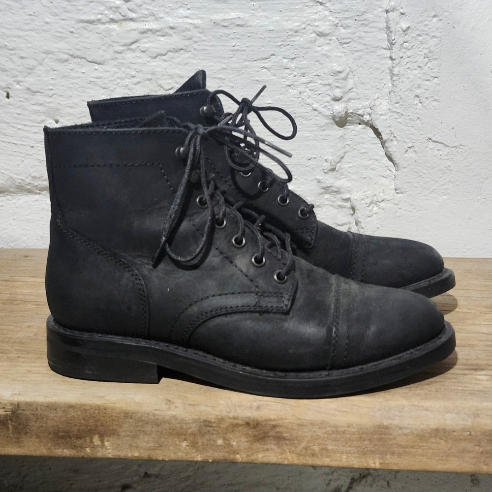 Thursday Boot Co Captain Matte Black Leather Lace Up Cap Toe Boots Mens 7.5